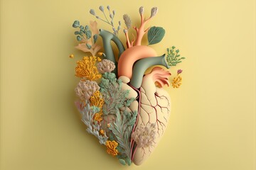 Heart made of flowers. Generative AI