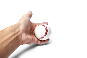 beautiful in the hands of a baseball on a white background myach