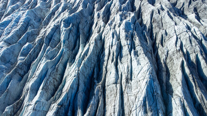 Vatnajokull Glacier in Iceland, Pure blue ice at winter season, Aerial Nature landscape.