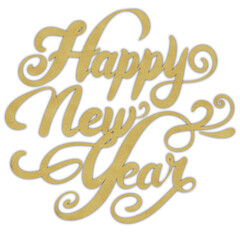 Obraz premium Happy new year hand written lettering with golden ink