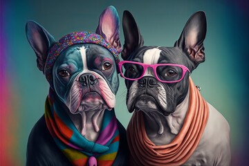 Lovely cute dog couple. Generative AI