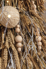 Christmas new year eco tree from wheat and rye ears and other craftmade decoration