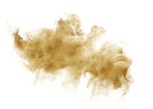 yellow smoke isolated background.  Colored cloud. Colorful dust explode. Paint Holi. 