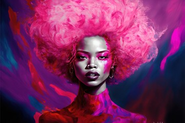 AI generated, fashion model with Viva magenta the color of this year. illustration