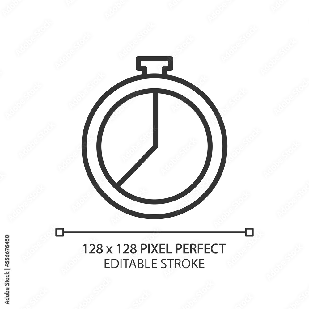 Poster countdown timer pixel perfect linear icon. keep tracking time. stopwatch tool. timing during cooking