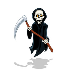 Death cartoon character illustration, grim reaper halloween.