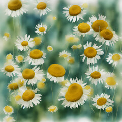 high definition Chamomile watercolor on bright white background 