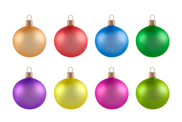 Set of colorful christmas balls isolated on white background