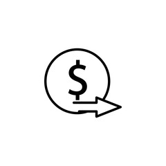 Obraz premium Dollar icon illustration with arrow. transfer symbol. Line icon style. suitable for apps, websites, mobile apps. icon related to finance. Simple vector design editable