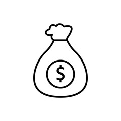 Money bag icon illustration with dollar. Investment symbol. Line icon style. suitable for apps, websites, mobile apps. icon related to finance. Simple vector design editable