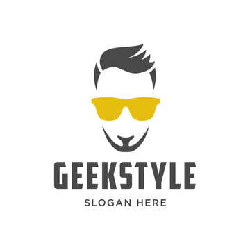 geek and nerd logo template concept illustration