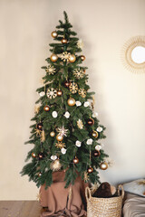 Christmas tree interior in pastel colors