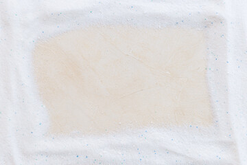 Laundry detergents powder background. Laundry day mockup