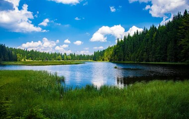 landscape with lake and mountains