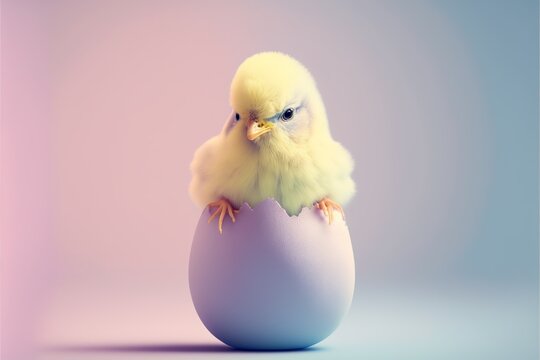 A cute chick and a easter egg. Generative AI