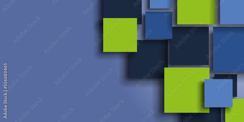 Aufkleber blue and green squares pattern with drop shadows - abstract background, cover or presentation templa