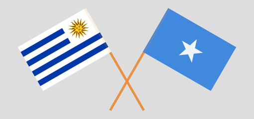 Crossed flags of Uruguay and Somalia. Official colors. Correct proportion