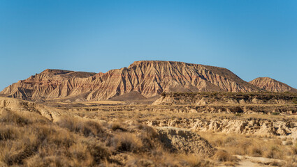 Bardenas dry desert classic sand mountain with layers