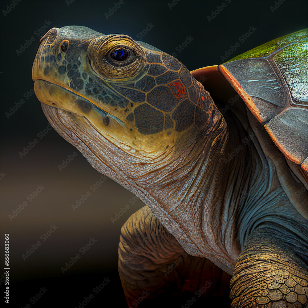 Wall mural portrait of a turtle, generative ai illustration