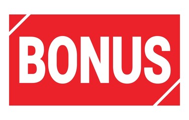 BONUS text written on red stamp sign.