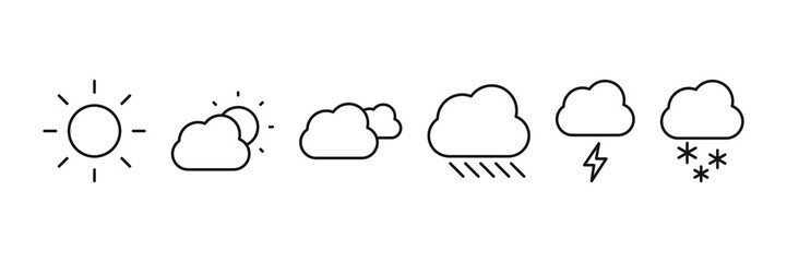 Editable Set Of Weather Icon Line Art Icon Using For Presentation, Website And Application