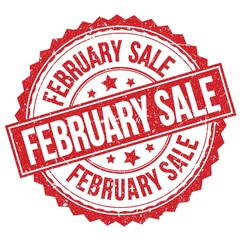FEBRUARY SALE text on red round stamp sign