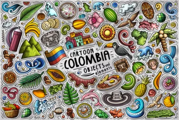 Foto op Canvas Set of Colombia traditional symbols and objects © balabolka