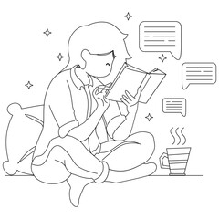 Work Activity read a book Vector Illustration