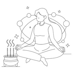 Work Activity relaxing yoga Vector Illustration