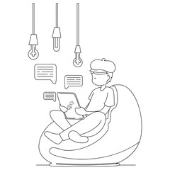 Work Activity Reply to chat on tablet Vector Illustration