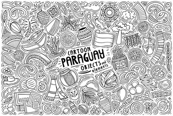 Set of Paraguay traditional symbols and objects