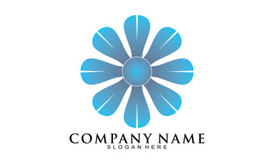 Blue flower modern vector logo