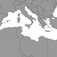 Malta on world map. Vector illustration.