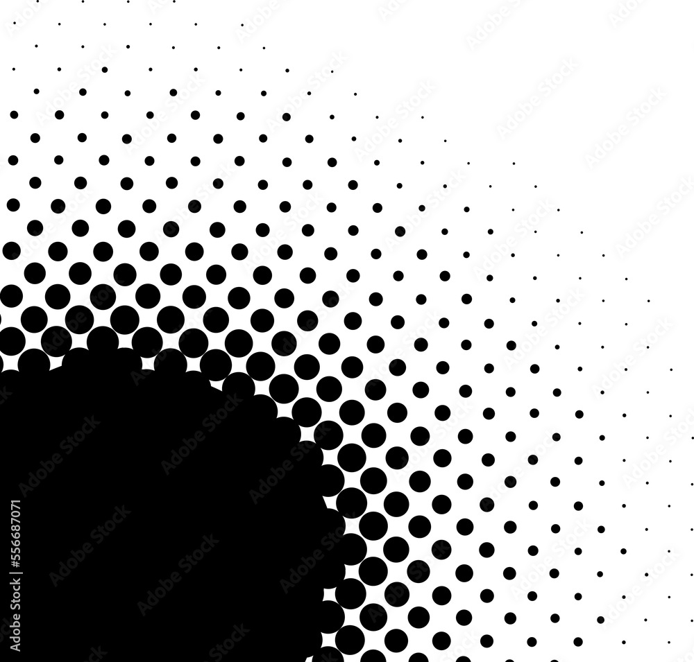 Poster Halftone abstract black dots design element isolated on a white background.