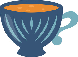 Coffee or tea cup. Cartoon illustration of a vintage mug. Vector design isolated on white background.