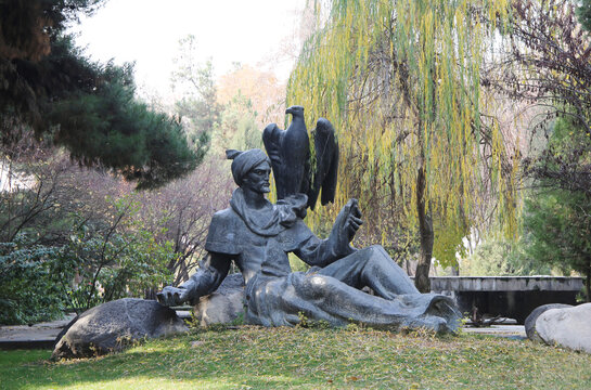 Dushanbe, Tajikistan - November 30 2022: Monument to Omar Khayyam Dushanbe Tajikistan