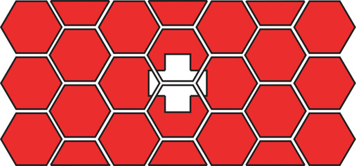 hexagons with the swiss color flag