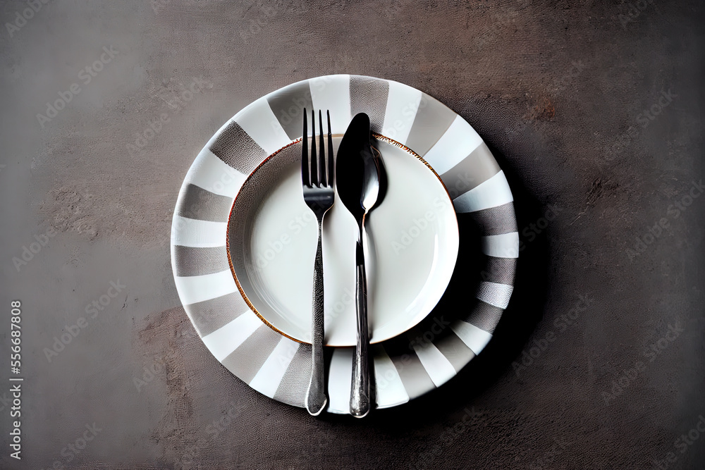 Poster table setting with empty white plate