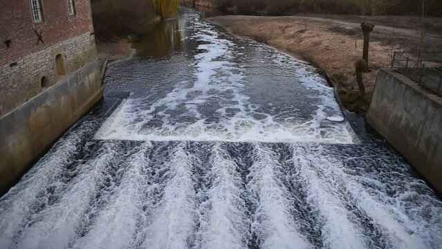 A hydroelectric power plant dams the water and thus generates electricity. Green energy is a climate target for European countries in the future. 
