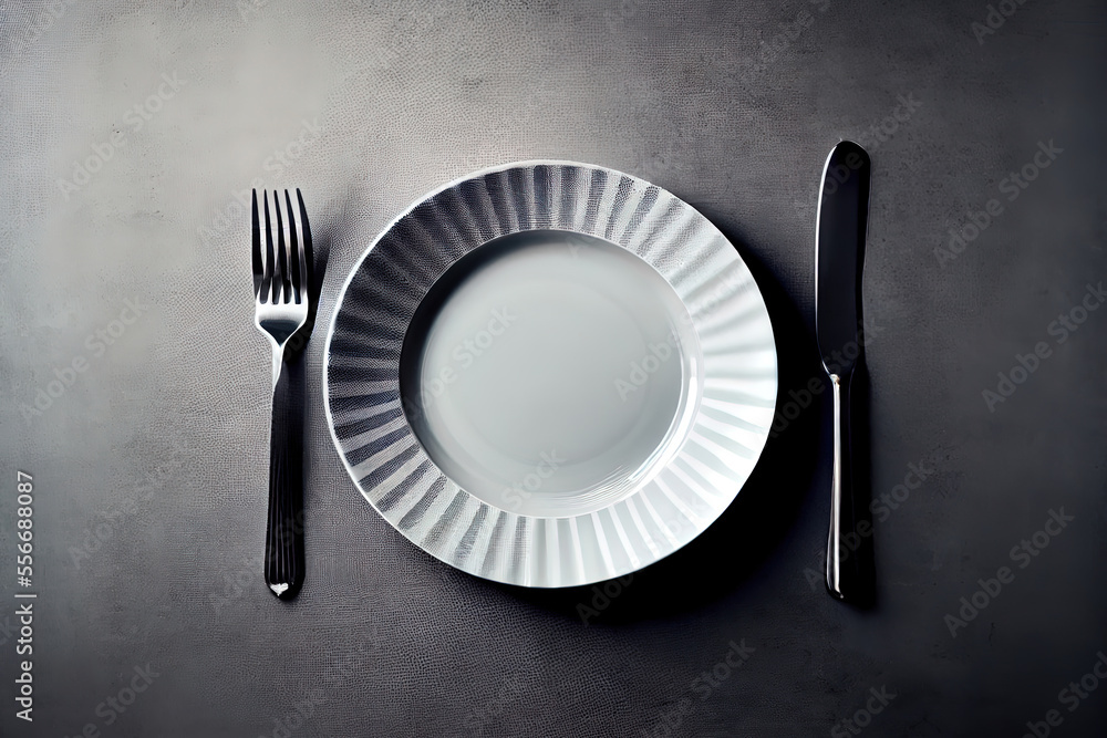 Poster table setting with empty white plate