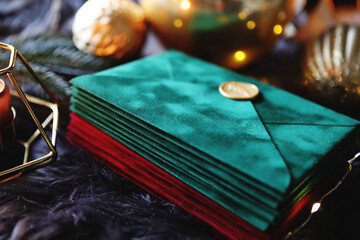 Velvet Envelopes with Christmas decoration