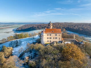 Aerial view, historic Ronneburg, municipality of Ronneburg, Main-Kinzig-Kreis. Wetterau, Hesse, Germany