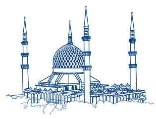 Sultan Salahuddin Abdul Aziz mosque illustration at Shah Alam, Selangor, Malaysia