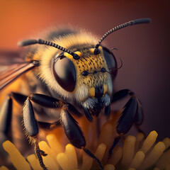 macro photography bee , animal bee, ai