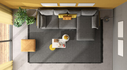 high angle view of a modern living room - 556690255