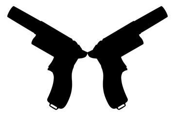 Silhouette Pistol Gun Pistol for Art Illustration, Logo, Pictogram, Website or Graphic Design Element. Format PNG
