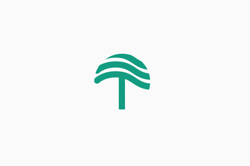 Illustration vector graphic of minimalist tree green or letter T