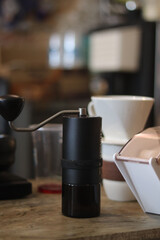 Barista brewing coffee, method pour over, drip coffee