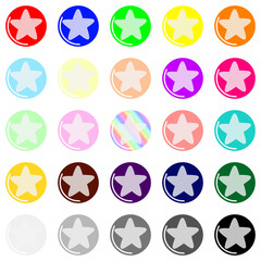 カラフルな星のコインセット　白フチ