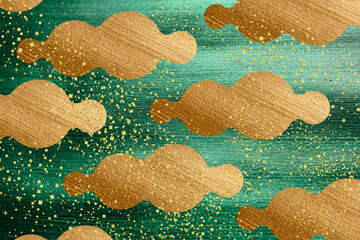 和紙_おしゃれ雲模様_緑